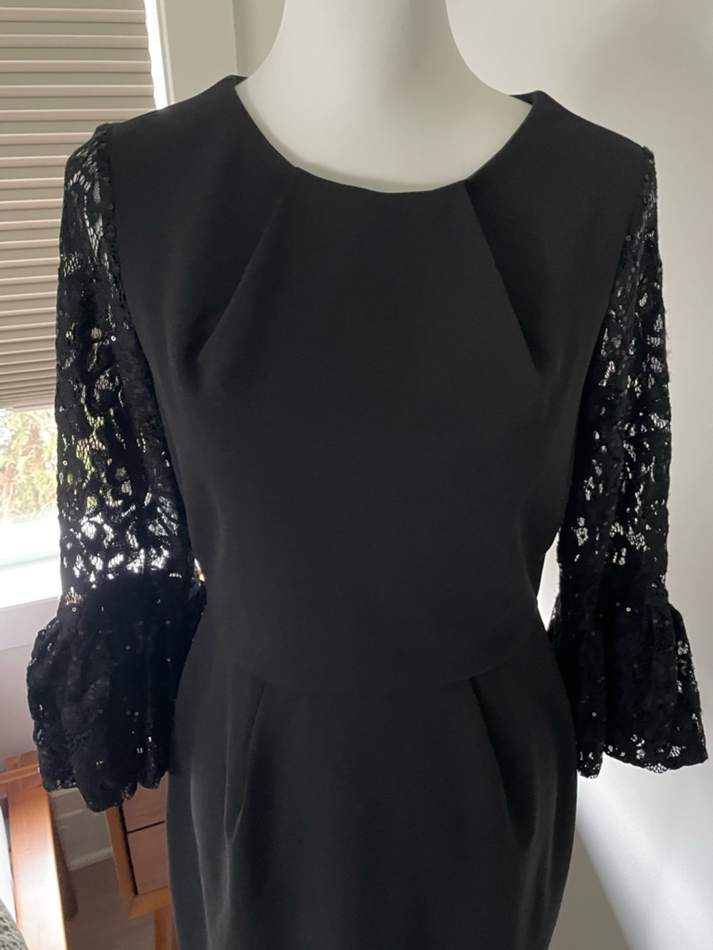 Scarlett Black Lace-Sleeve Embellished Sheath Dress - Picture 5 of 7
